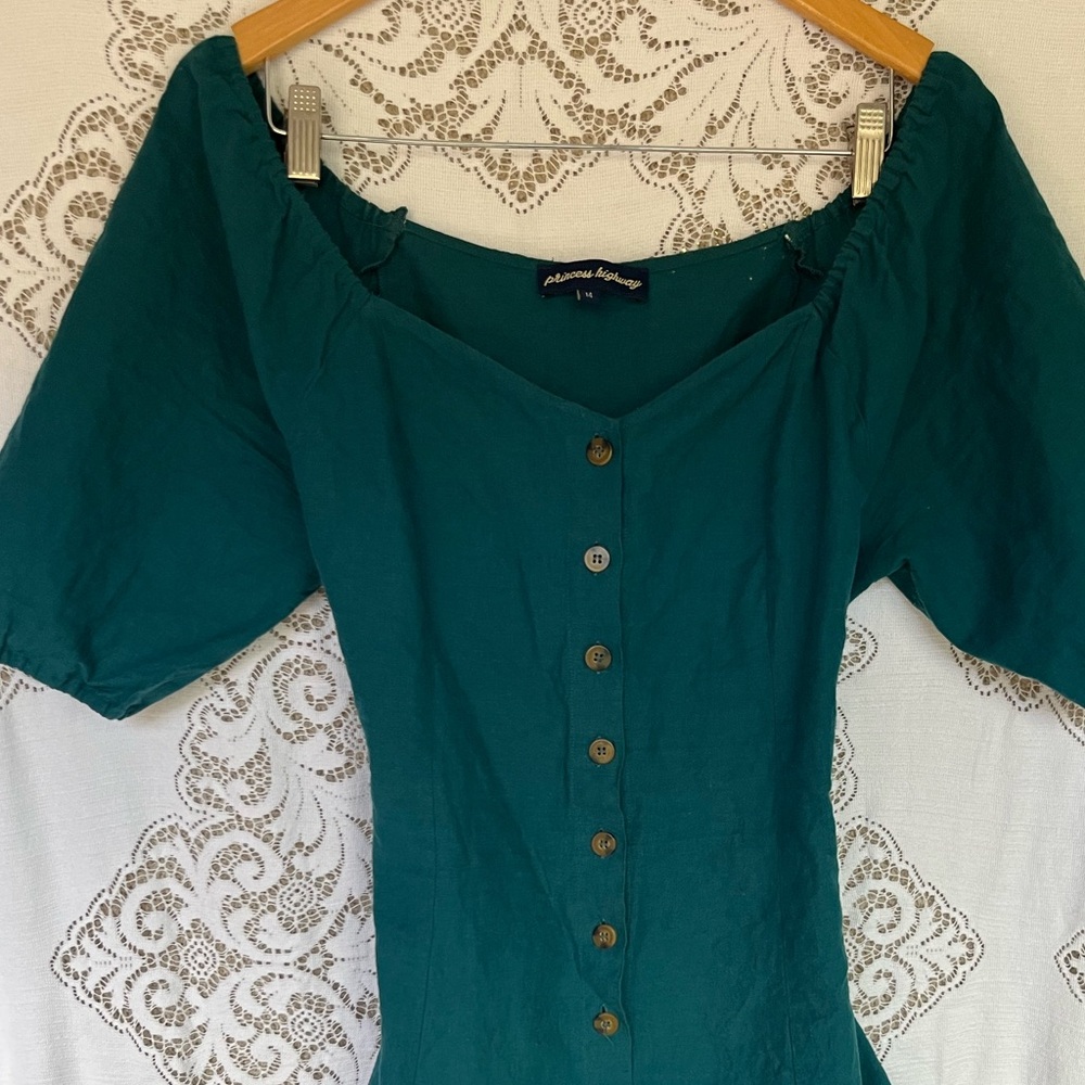 Teal Button-Down Dress